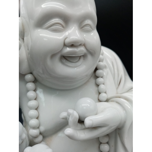 136 - A Wonderful Large Chinese Blanc de Chine Budai -  Laughing Budai seated with 5 small Children - Char... 