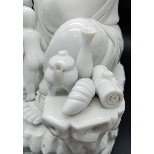 136 - A Wonderful Large Chinese Blanc de Chine Budai -  Laughing Budai seated with 5 small Children - Char... 