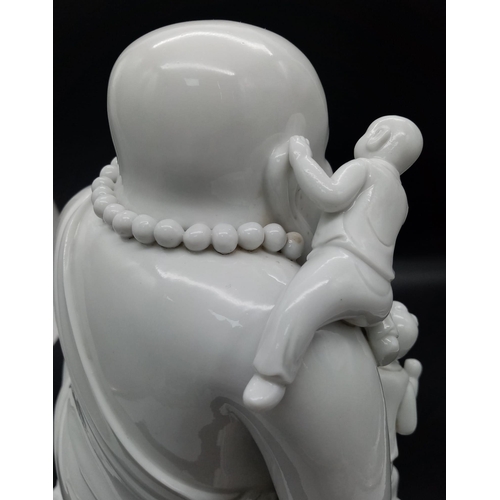 136 - A Wonderful Large Chinese Blanc de Chine Budai -  Laughing Budai seated with 5 small Children - Char... 