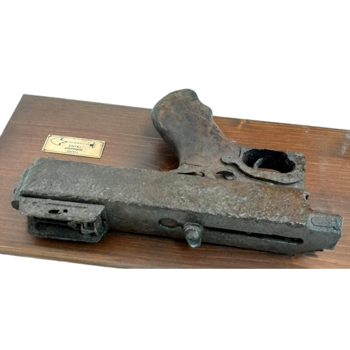 868 - Mounted WW2 Normandy Relic Thompson Machine Gun Fragment Most likely a captured and cut weapon by th... 