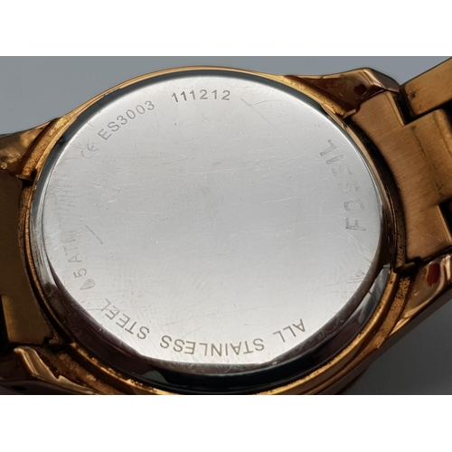 996 - A Gold Tone, Clear Stone Set Bezel Watch by Fossil. 40mm Including Crown. Full Working Order.