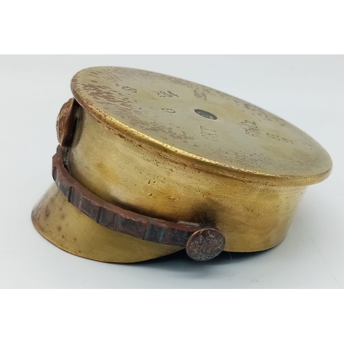 713 - WW1 Trench Art Cap made from a German Shrapnel Shell Case with British buttons. UK Mainland Sales On... 