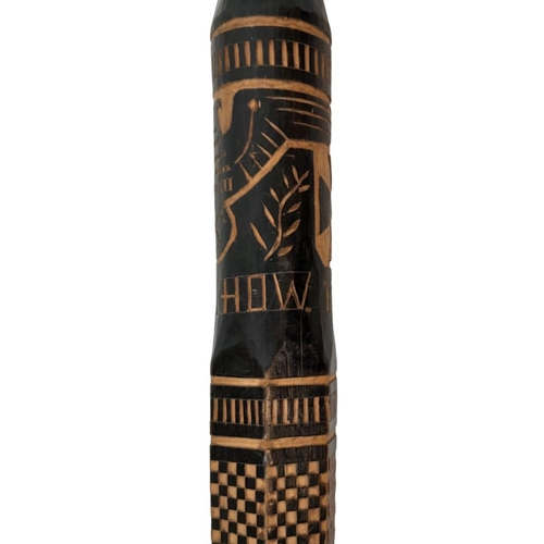 734 - WW2 German “Wolchow” Stick. Hand carved folk art from wood of the trees on the Wolchow River, Russia... 