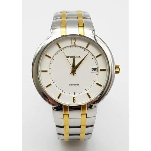 1024 - An Excellent Condition Men’s Sekonda, Bi-Metal, Two Tone Quartz Date Watch. 40mm Including Crown. Fu... 