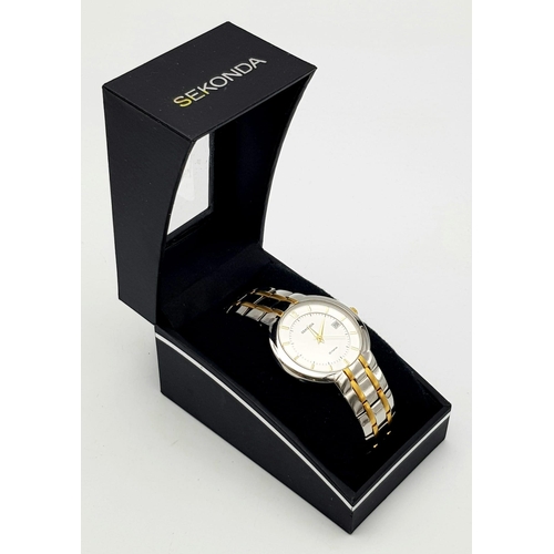 1024 - An Excellent Condition Men’s Sekonda, Bi-Metal, Two Tone Quartz Date Watch. 40mm Including Crown. Fu... 