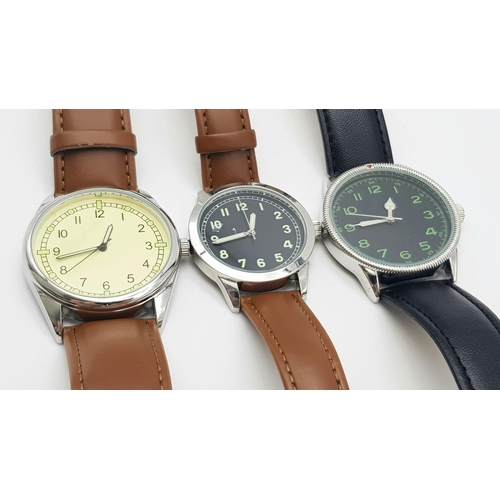 1124 - A Parcel of Three Unworn WW2 Design Military Homage Watches Comprising; 1) 1940’s French Airforce (4... 