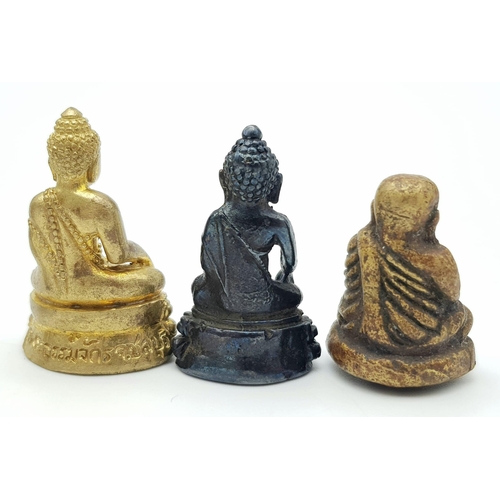 513 - A Collection of Seven Vintage/Antique Gilded Metal, Brass and Bronze Buddha Figures. Tallest figure ... 