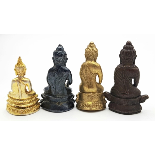 513 - A Collection of Seven Vintage/Antique Gilded Metal, Brass and Bronze Buddha Figures. Tallest figure ... 