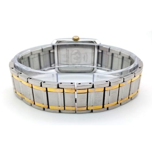 613 - A Ladies ‘Tank Style’ Two Tone, Bi-Metal, Quartz Date Watch by Rotary. Model LB02243. 24mm Including... 