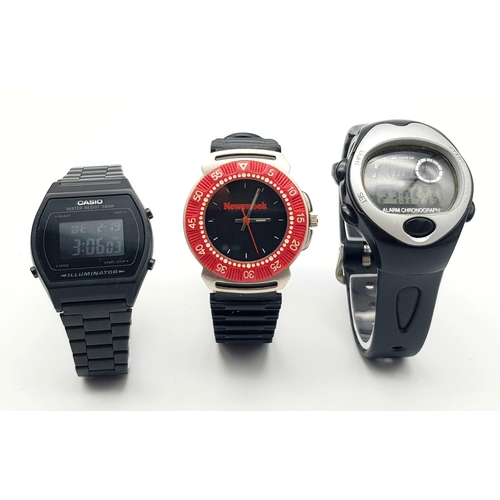 620 - A Parcel of Three Vintage, Collectible, Digital Sports Watches Comprising; 1) A Casio Model 3294, 2)... 