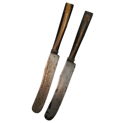 861 - 8 x Berndorf Horn Handle Knives and 12 x Forks from a 3 rd Reich Hunting Association Lodge. All in
t... 