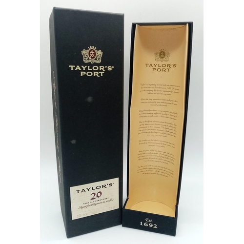 872 - A Scarce Presentation Boxed Bottle of Taylors 20 Year Old Tawny Port. Full Contents, Unopened.