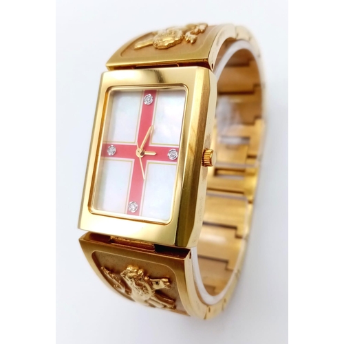 895 - Excellent Condition and Scarce Limited Edition ‘St George’s Cross’ Gold Tone Quartz Watch by Danbury... 