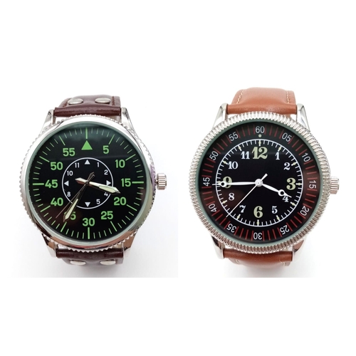 1144 - Two Unworn Military Pilot Homage Watches Comprising; 1) a German Aviator Quartz Watch 50mm Including... 