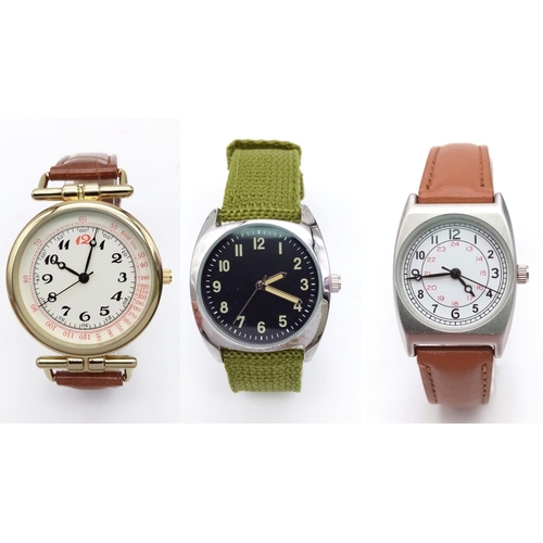 1183 - A Parcel of Three Unworn Military Homage Watches Comprising; 1) 1920’s Italian Army Officer (42mm), ... 