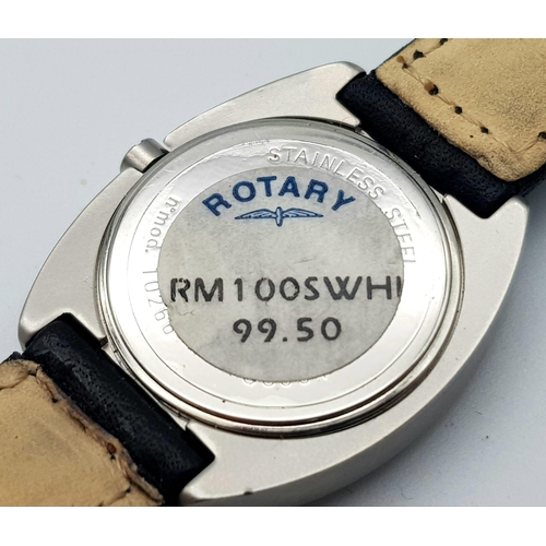 1204 - An Excellent Condition Ladies Brushed Steel, Leather Strap Quartz Watch by Rotary, the Reunion Model... 