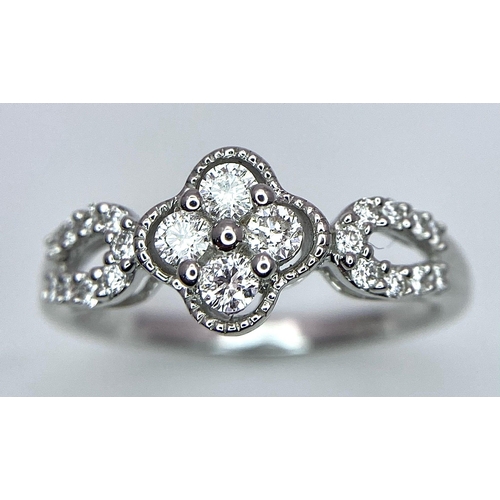 701 - 18K WHITE GOLD DIAMOND RING WITH APPROX 0.33CT DIAMONDS, WEIGHT 2.7G SIZE M