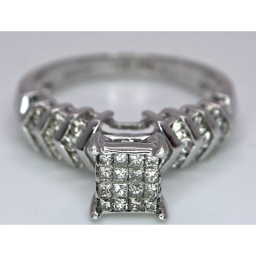 722 - 14K WHITE GOLD DIAMOND SET RING, APPROX 0.40CT DIAMONDS TOTAL, WEIGHT 4.1G SIZE O