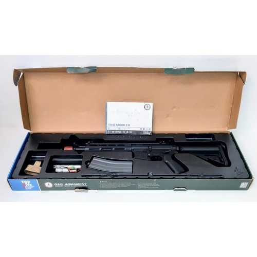 801 - A G&G Armament CM16 2.0 electric air soft gun with battery. With box and manual.