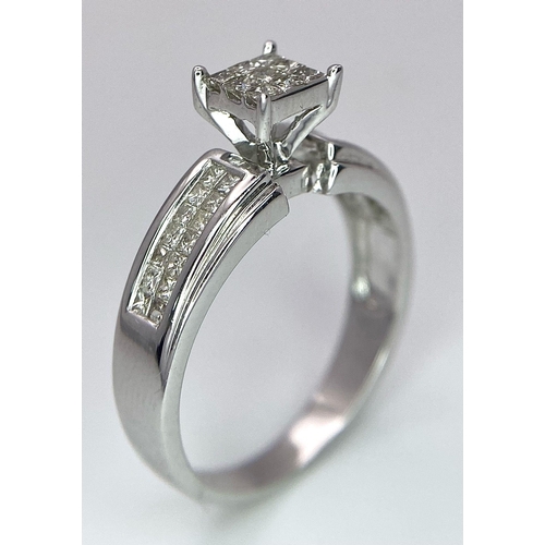 983 - 14K WHITE GOLD DIAMOND SET RING WITH APPROX 0.50CT DIAMONDS APPROX, WEIGHT 3.9G SIZE Q