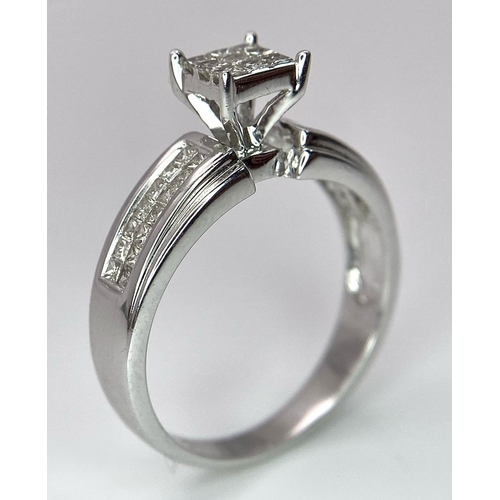 983 - 14K WHITE GOLD DIAMOND SET RING WITH APPROX 0.50CT DIAMONDS APPROX, WEIGHT 3.9G SIZE Q