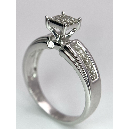 983 - 14K WHITE GOLD DIAMOND SET RING WITH APPROX 0.50CT DIAMONDS APPROX, WEIGHT 3.9G SIZE Q