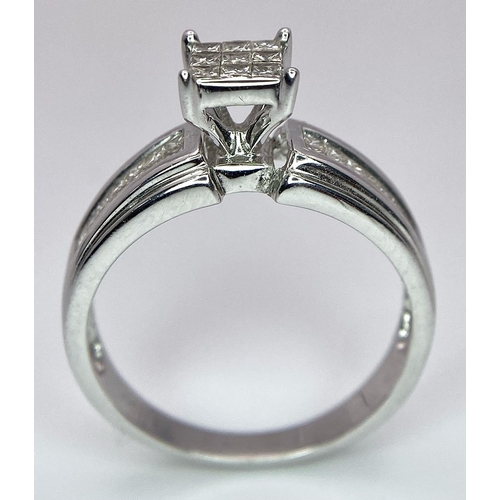 983 - 14K WHITE GOLD DIAMOND SET RING WITH APPROX 0.50CT DIAMONDS APPROX, WEIGHT 3.9G SIZE Q