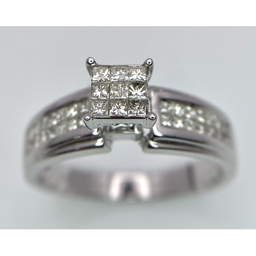 983 - 14K WHITE GOLD DIAMOND SET RING WITH APPROX 0.50CT DIAMONDS APPROX, WEIGHT 3.9G SIZE Q