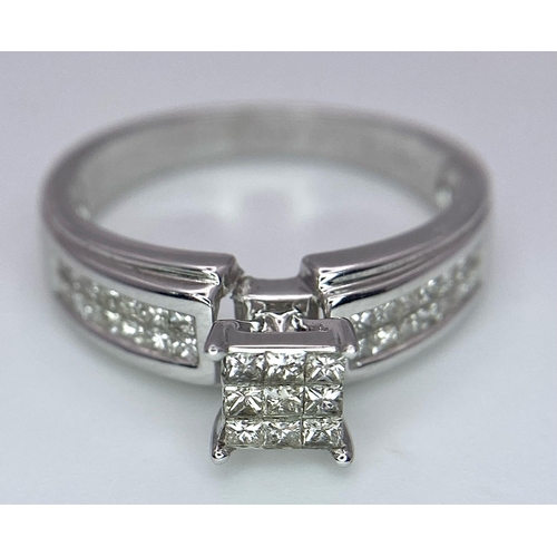 983 - 14K WHITE GOLD DIAMOND SET RING WITH APPROX 0.50CT DIAMONDS APPROX, WEIGHT 3.9G SIZE Q