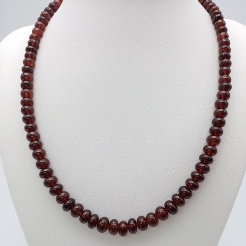 1167 - A 250ctw Garnet Rondelle Gemstone Necklace with Citrine Clasp set in 925 Silver. 42cm length. 49.3g ... 