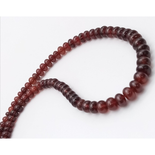 1167 - A 250ctw Garnet Rondelle Gemstone Necklace with Citrine Clasp set in 925 Silver. 42cm length. 49.3g ... 