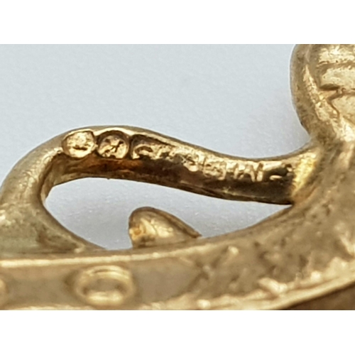 1035 - A 9K YELLOW GOLD PIRATE BLUNDERBUSS PISTOL CHARM. TOTAL WEIGHT 1.1G