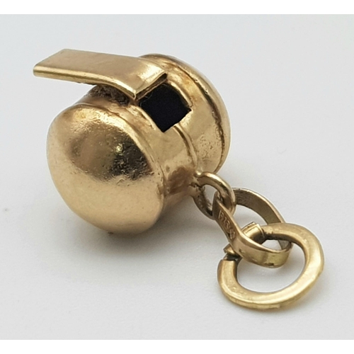 656 - A 9K YELLOW GOLD WHISTLE CHARM. TOTAL WEIGHT 0.8G