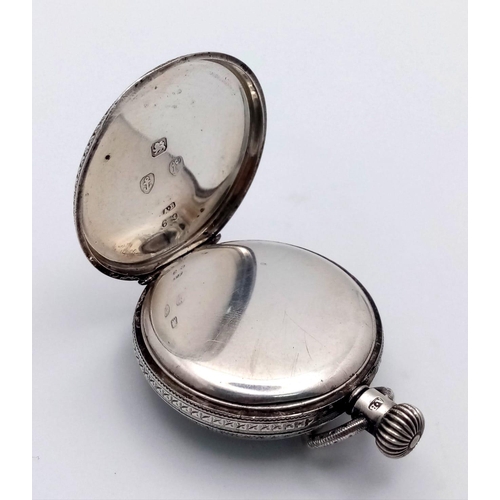 880 - An Antique Miniature Sterling Silver A.W. Waltham Pocket Watch. Top winder. In working order but bec... 