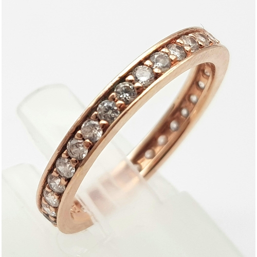 990 - 2 X STERLING SILVER STONE SET WITH ROSE GOLD VERMEIL RINGS, TOTAL WEIGHT 6.5G SIZES O & P