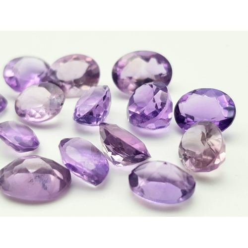 1122 - A Parcel of 19 Amethysts. Oval Cuts, up to 1.2cm Length. 52.39 Carats Total.