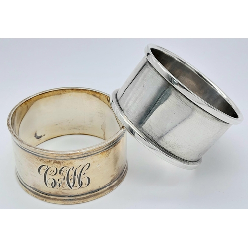 1543 - 2X vintage sterling silver napkin holders. One is gold tone with full Sheffield hallmarks, 1944. The... 