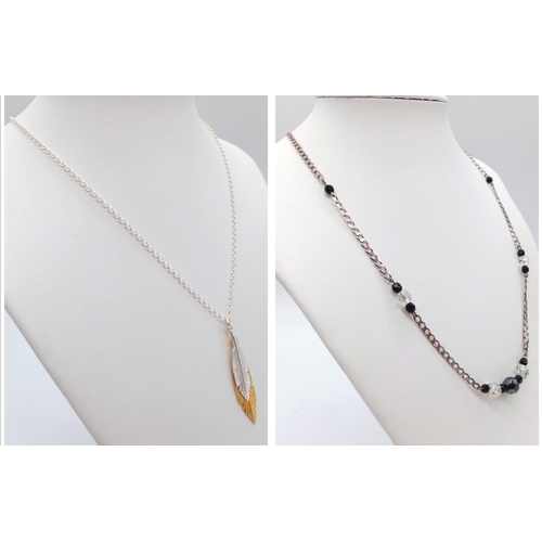 1026 - Two 925 Silver Different Style Necklaces. Both 42cm length.