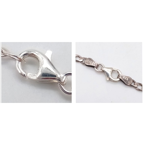 1026 - Two 925 Silver Different Style Necklaces. Both 42cm length.