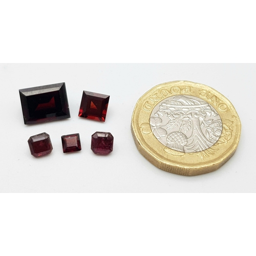 1073 - A Parcel of 5 African Garnets, Rectangle Cuts up to 1cm. 7 Carats Total.