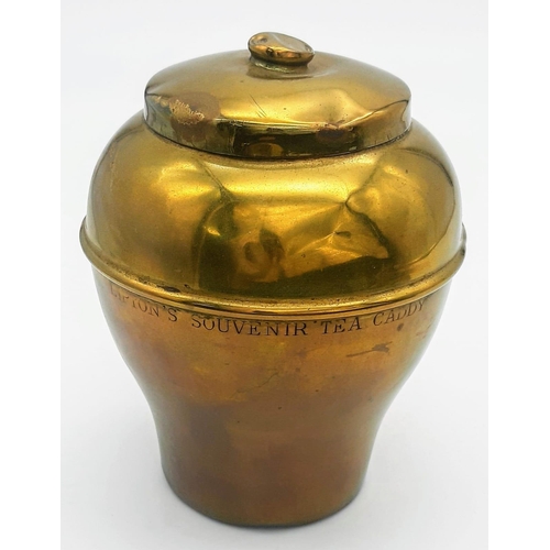 1088 - A Vintage Lipton Brass Tea Caddy Plus an Empty Tin of Dr Hugh Macleans Stomach Digestive Tablets! Ca... 