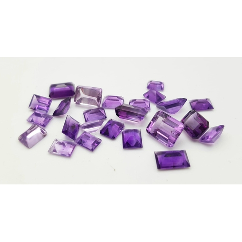 1109 - A Parcel of 24 Amethysts. Rectangle Cuts, Assorted Sizes. 32.1 Carats Total.