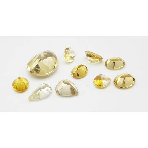 1147 - A Parcel of 10 Citrines. Assorted Sizes up to 2.3cm, Assorted Cuts. 55.96 Carats Total.