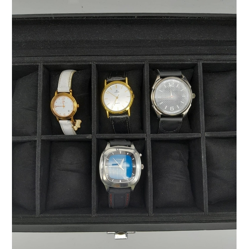 879 - A Parcel of 4 Ladies and Men’s Watches Including a 20 Capacity Black Leatherette Display Case. Watch... 