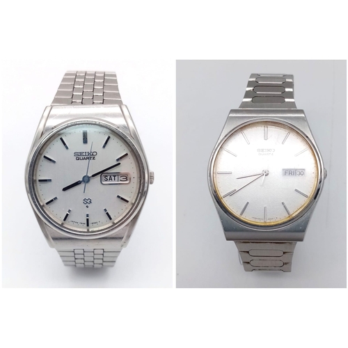 901 - Two Vintage Seiko Quartz Gents Watches. Stainless steel bracelets and cases - 36 and 33mm. One worki... 