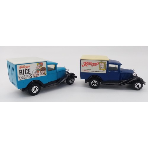 590 - 2 KELLOGG'S DELIVERY VANS IN DIE CAST METAL.