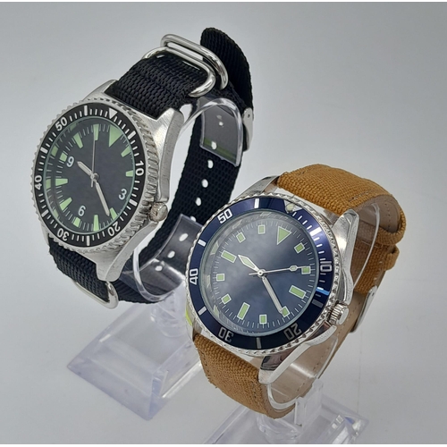 1240 - Two Unworn Military Navy Diver Homage Watches Comprising; 1) a 1980’s British Navy Diver Quartz Watc... 