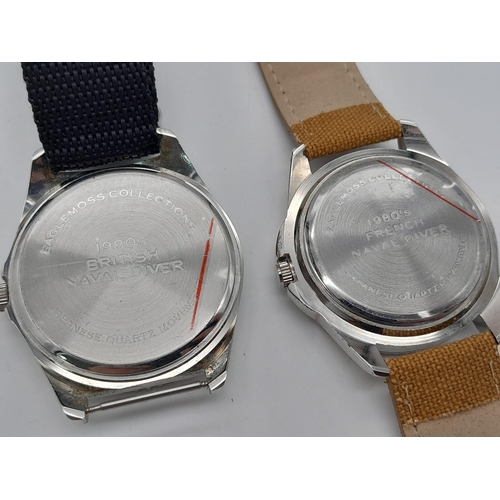 1240 - Two Unworn Military Navy Diver Homage Watches Comprising; 1) a 1980’s British Navy Diver Quartz Watc... 