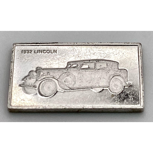 775 - A SELECTION OF 7 AMERICAN CAR MANUFACTURERS MINI PLAQUES WITH LOGO AND CARS AND DATES. BRANDS TO INC... 