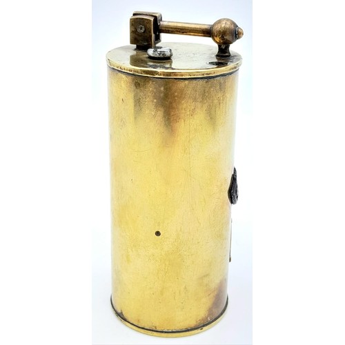 1155 - WW1 Trench Royal Horse Artillery Table Lighter, French made lighter with British badges. Missing the... 